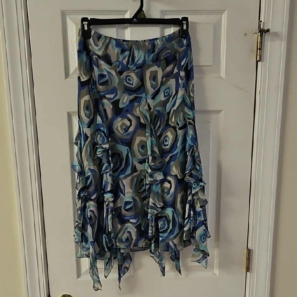 Jones New York Asymmetrical Skirt in Blue and Gray